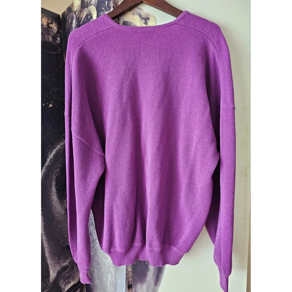Vintage 90s‎ St Croix Sweater Mens XL Knit Purple V Neck Cotton Baggy Relaxed